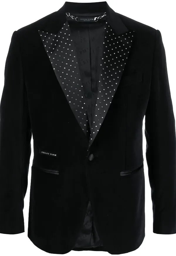 Philipp Plein enkelknäppt sammetsblazer - Svart