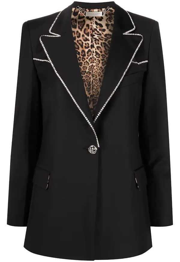 Philipp Plein enkelknäppt strassprydd blazer - Svart