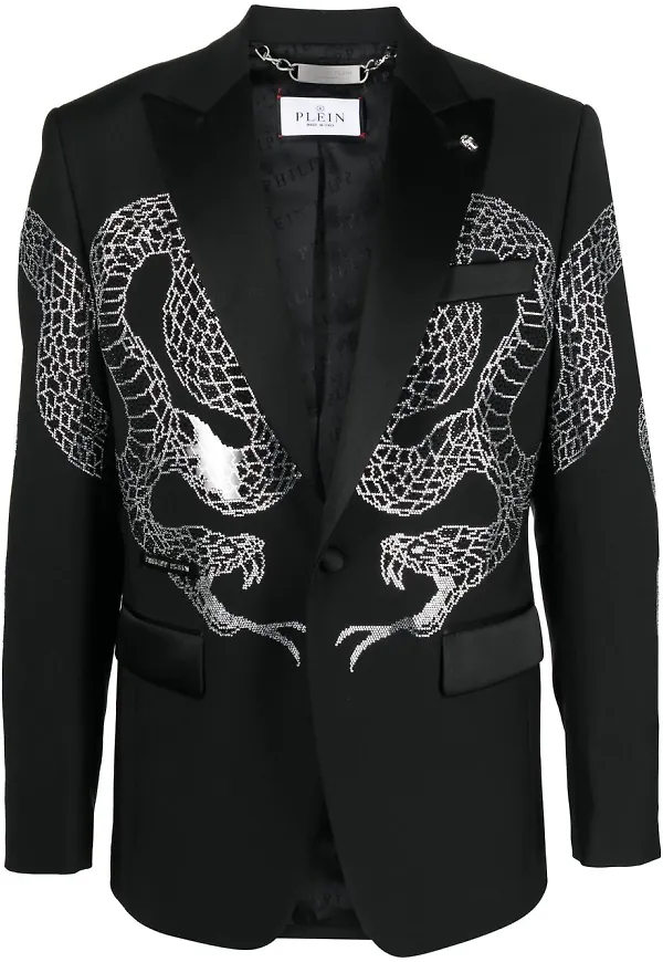 Philipp Plein enkelknäppt strassprydd blazer - Svart