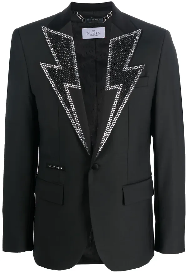 Philipp Plein enkelknäppt strassprydd blazer - Svart