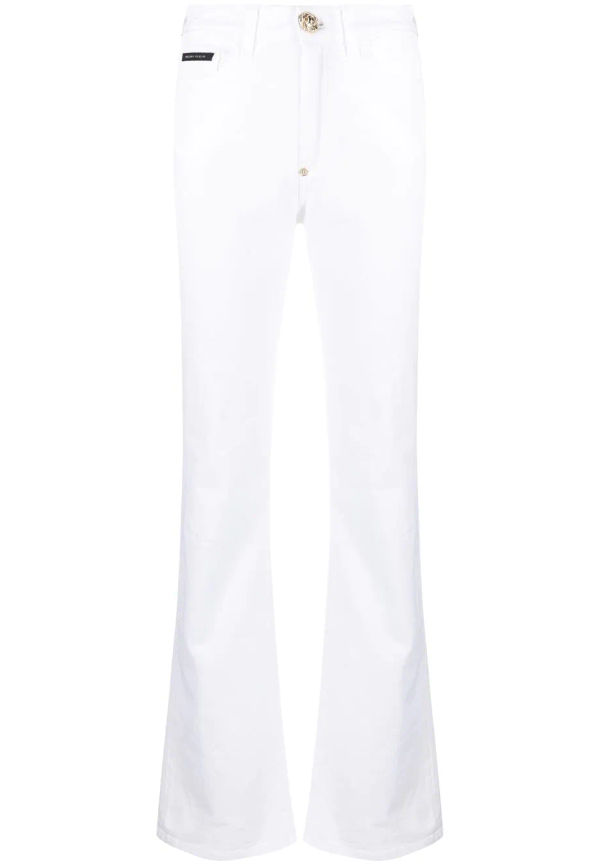 Philipp Plein flare-jeans med hög midja - Vit