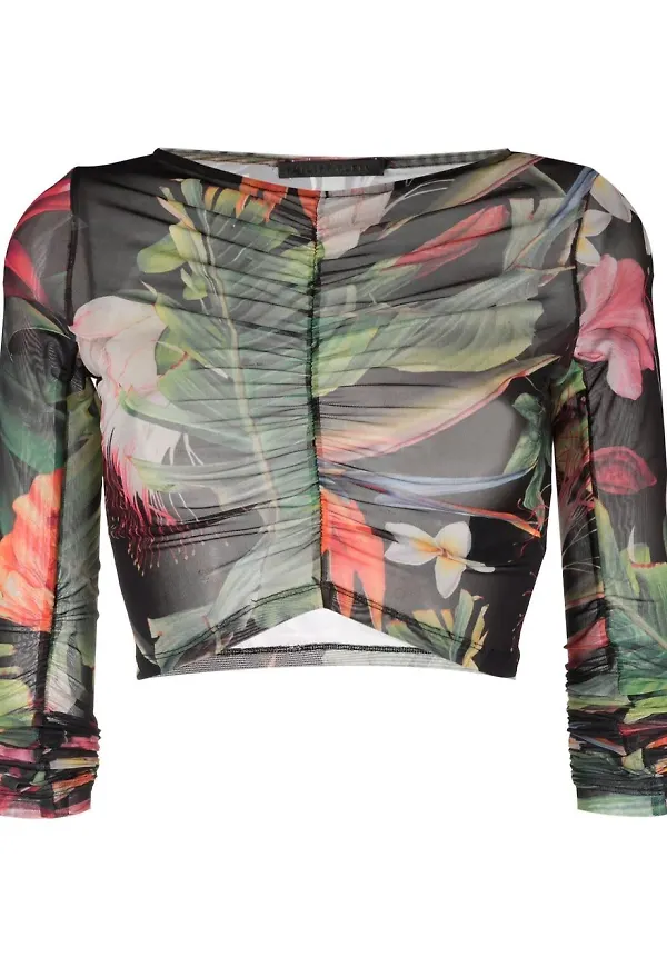 Philipp Plein Flowers långärmad topp - Grön