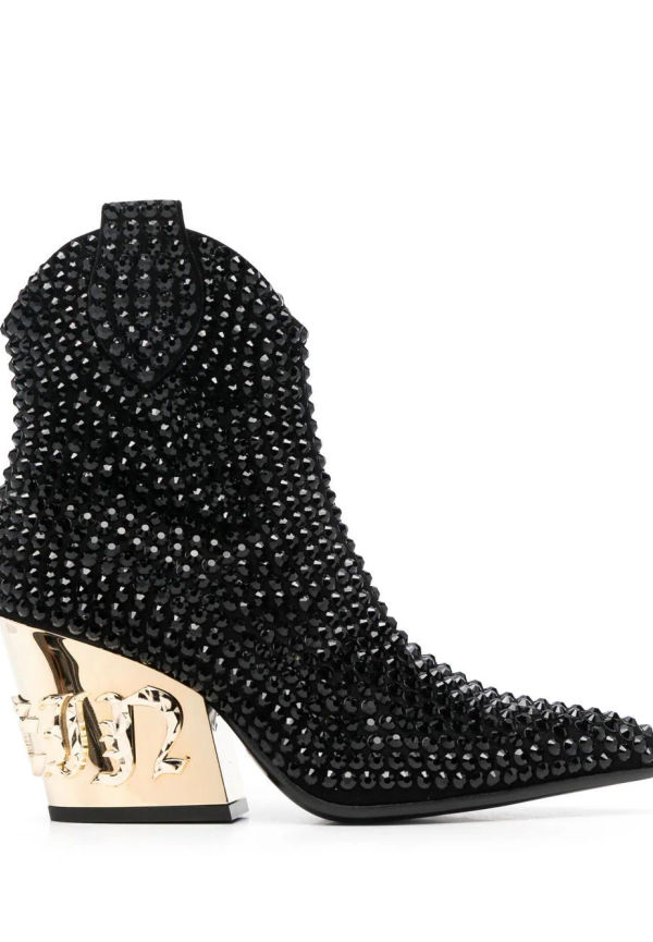 Philipp Plein Gothic Plein läderstövlar 80 mm - Svart