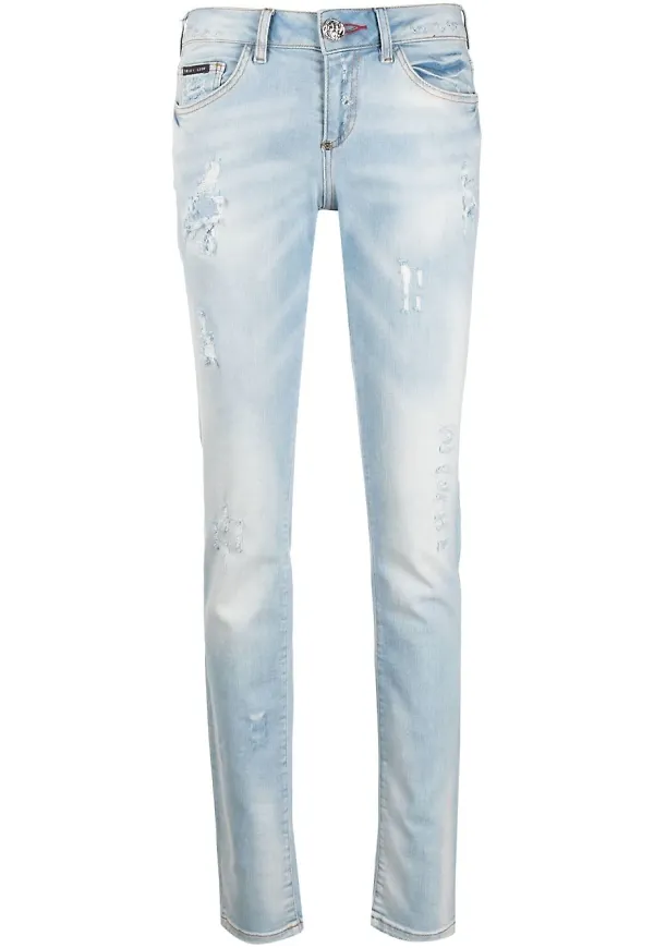 Philipp Plein handmönstrade skinny-jeans - Blå