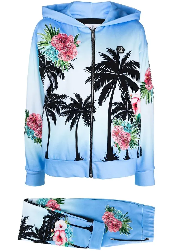 Philipp Plein Hawaii-mönstrat träningsställ - Blå