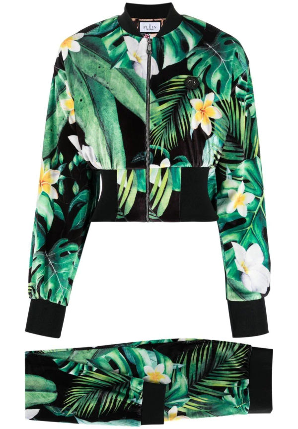 Philipp Plein Hawaii-mönstrat träningsställ - Grön