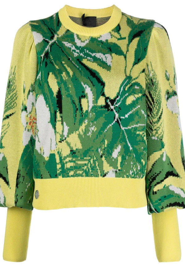 Philipp Plein Hawaii mönstrad tröja i jacquard - Gul