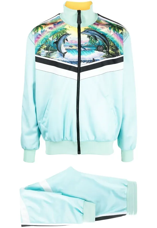 Philipp Plein Hawaii mönstrat träningsställ - Blå