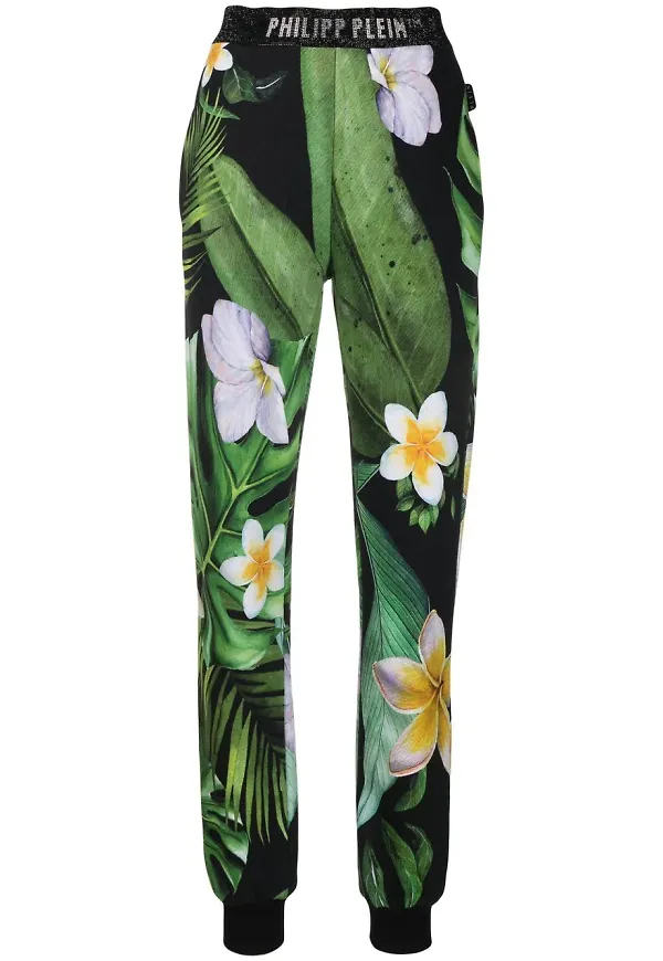 Philipp Plein Hawaiimönstrade mjukisbyxor - Grön
