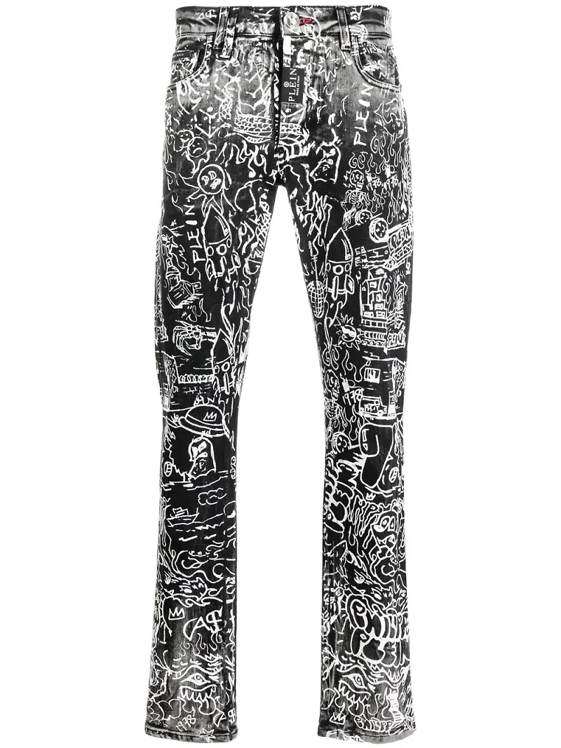 Philipp Plein helmönstrade jeans - Grå
