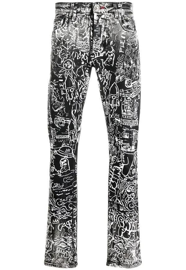 Philipp Plein helmönstrade jeans - Grå