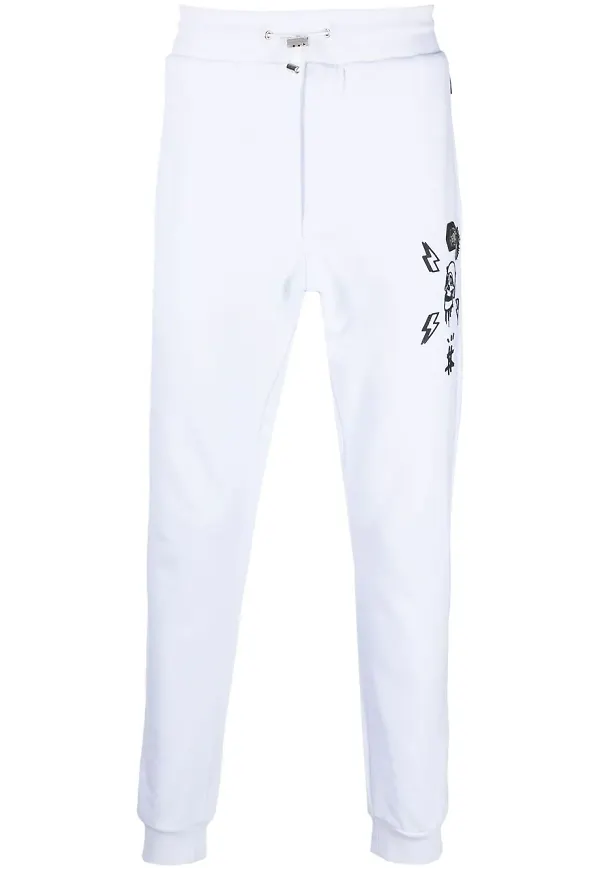 Philipp Plein Hexagon avsmalnande sweatpants - Vit