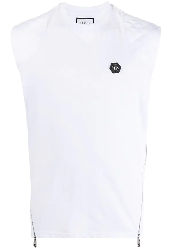 Philipp Plein Hexagon quiltad väst - Vit