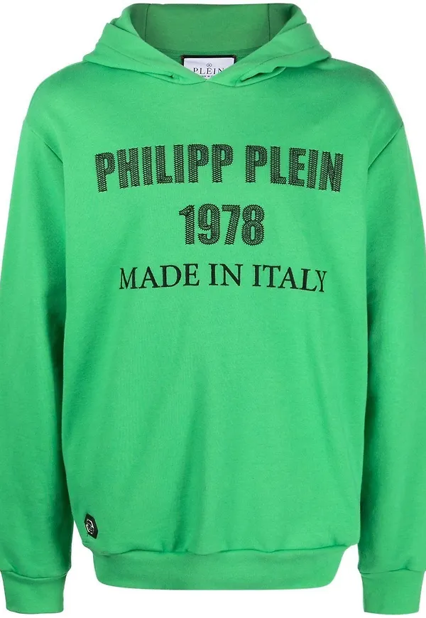 Philipp Plein hoodie med brodyr - Grön