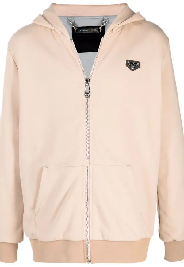 Philipp Plein hoodie med dragkedja - Neutral