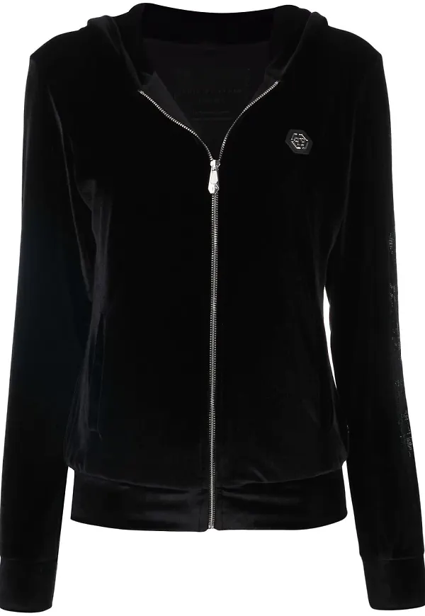 Philipp Plein hoodie med dragkedja - Svart