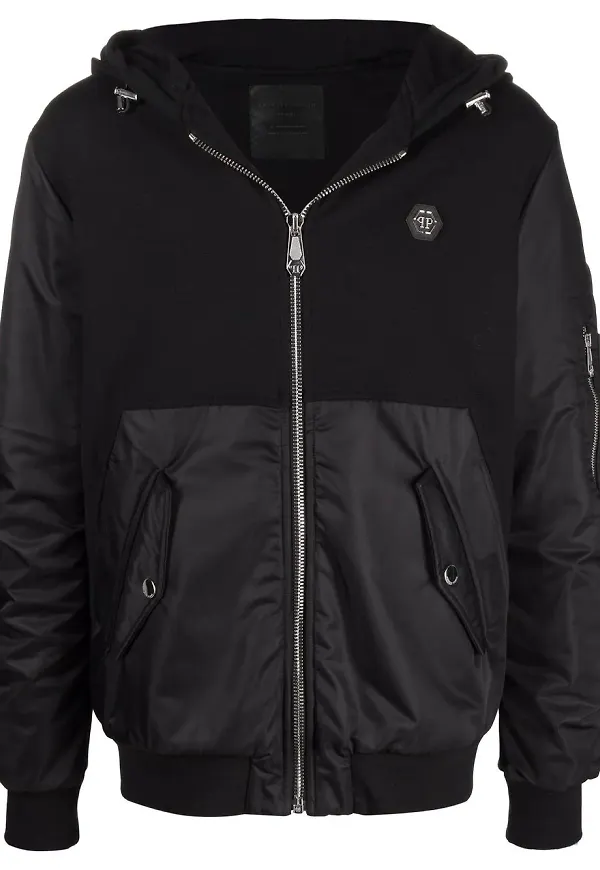 Philipp Plein hoodie med dragkedja - Svart