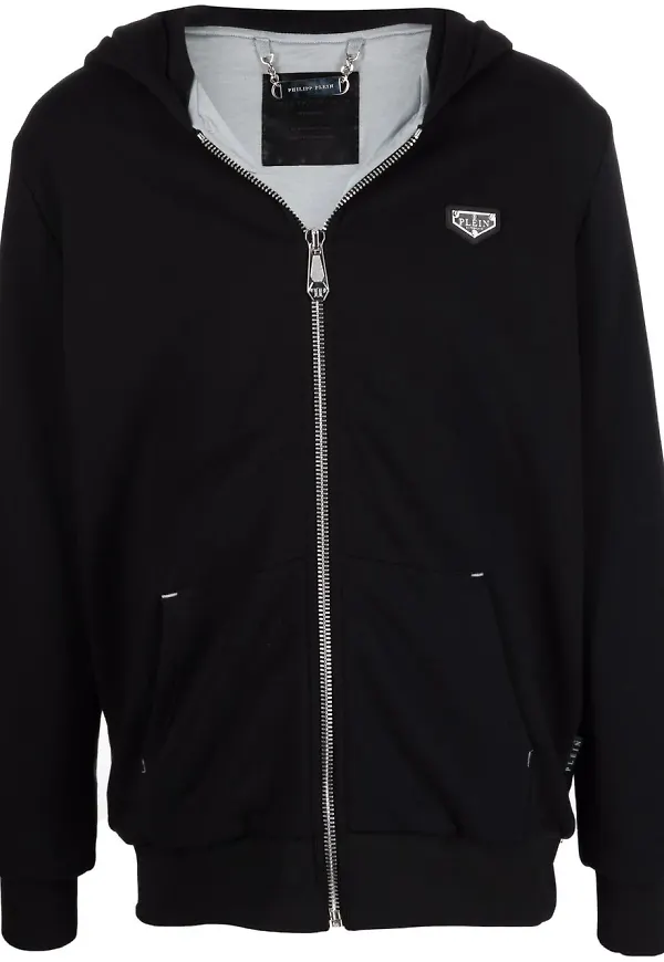 Philipp Plein hoodie med dragkedja - Svart