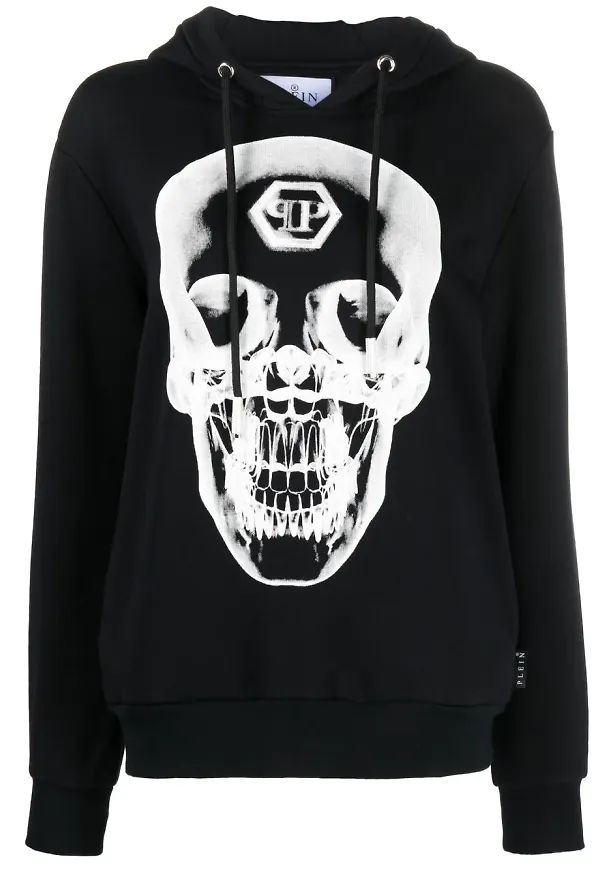 Philipp Plein hoodie med dödskalle - Svart