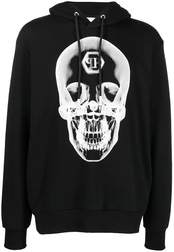 Philipp Plein hoodie med dödskalle - Svart