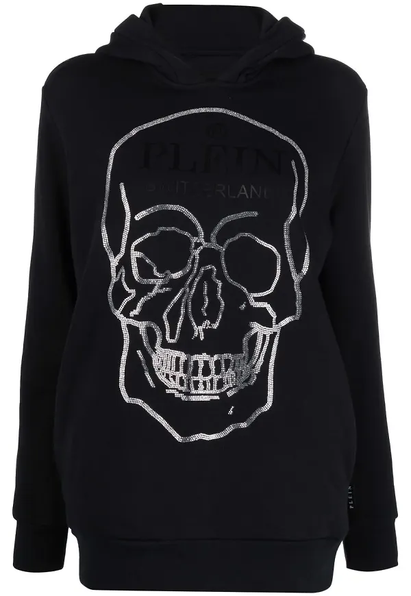 Philipp Plein hoodie med dödskalle - Svart