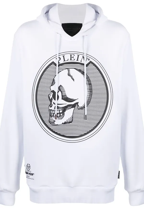 Philipp Plein hoodie med dödskalle - Vit