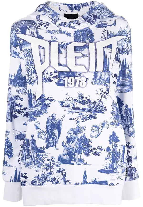 Philipp Plein hoodie med grafiskt tryck - Vit