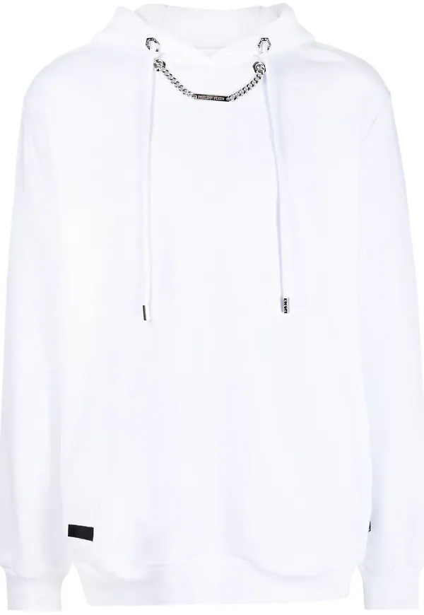 Philipp Plein hoodie med kedjelänk - Vit