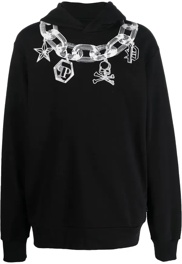 Philipp Plein hoodie med kedjetryck - Svart