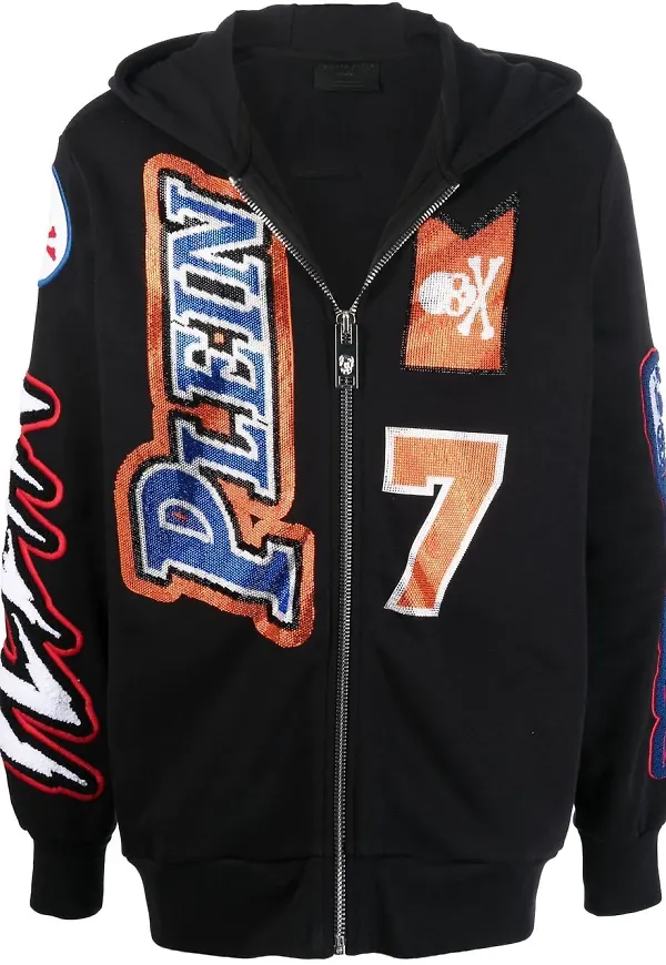 Philipp Plein hoodie med märke - Svart
