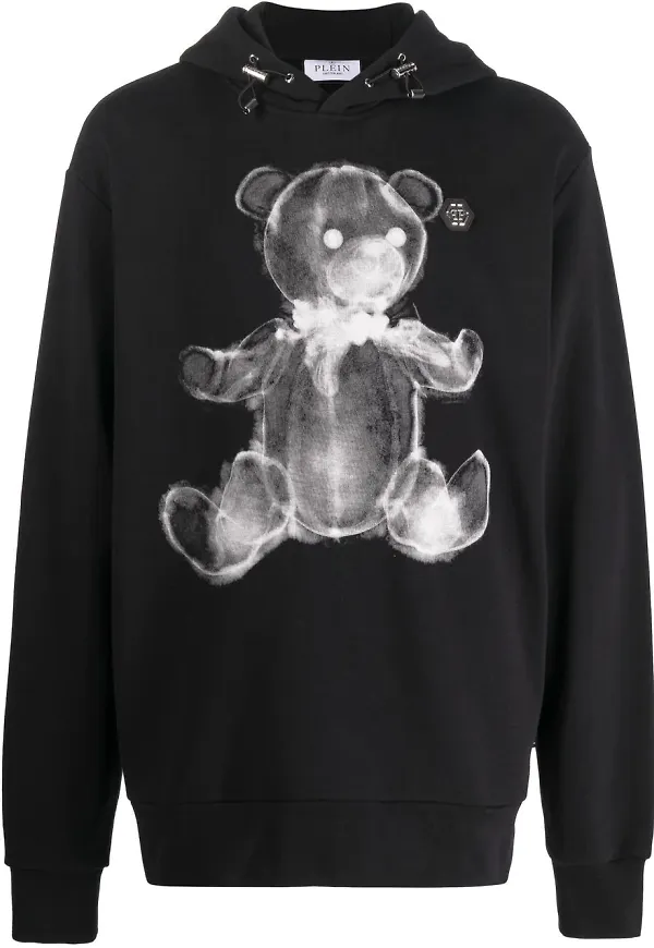 Philipp Plein hoodie med nallebjörnstryck - Svart