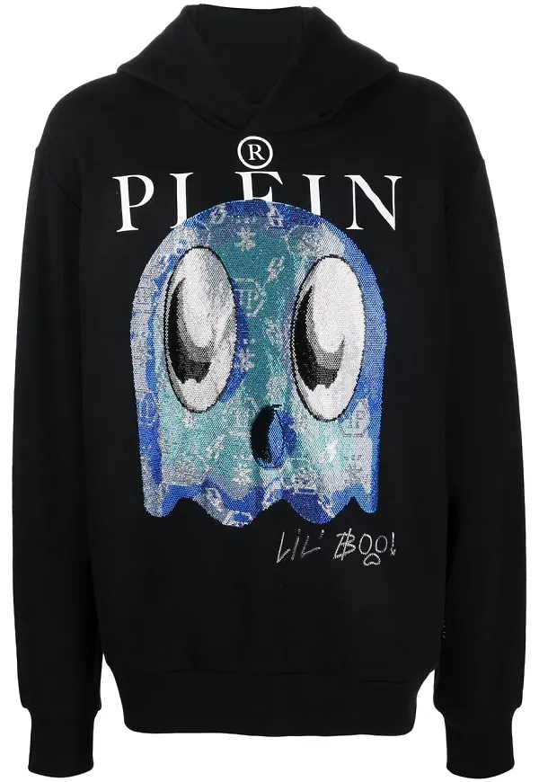 Philipp Plein hoodie med spöktryck - Svart