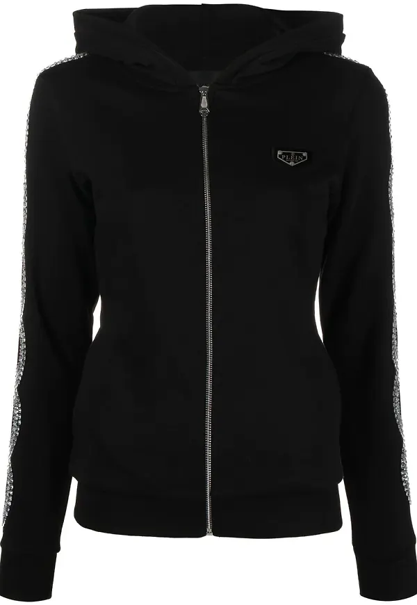 Philipp Plein hoodie med strass - Svart