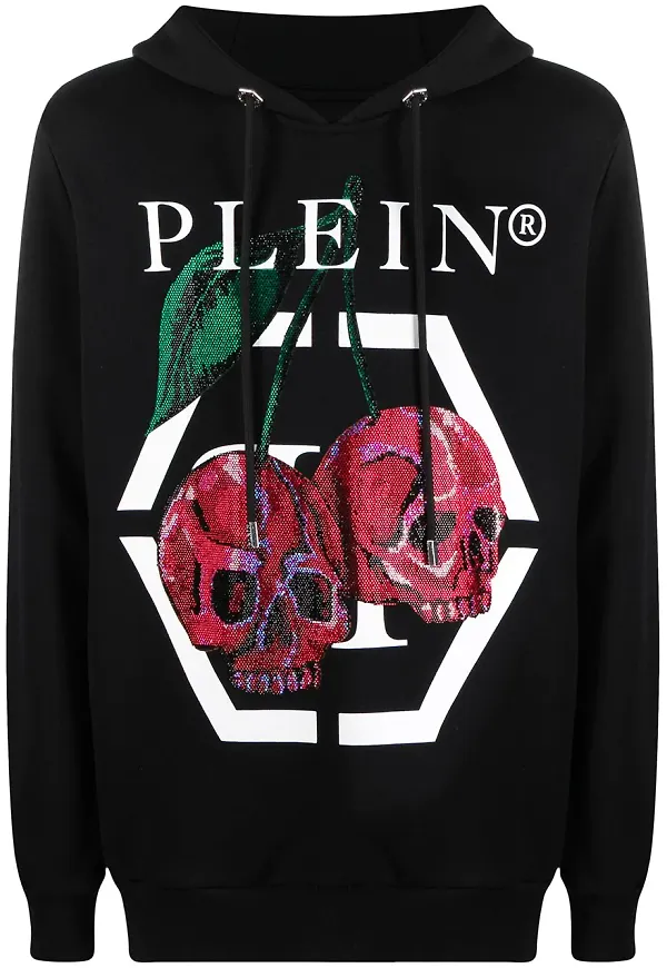 Philipp Plein hoodie med strass - Svart