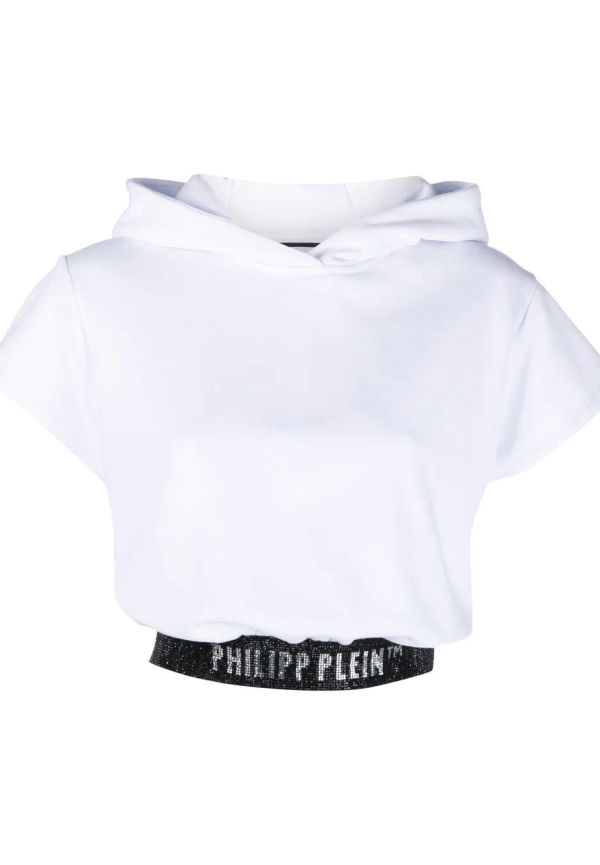 Philipp Plein hoodie med strass - Vit