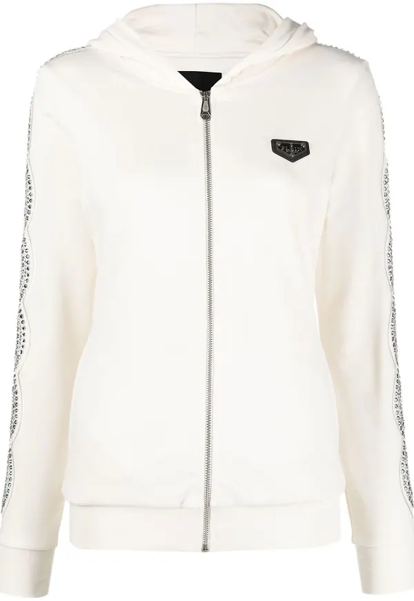 Philipp Plein hoodie med strass - Vit
