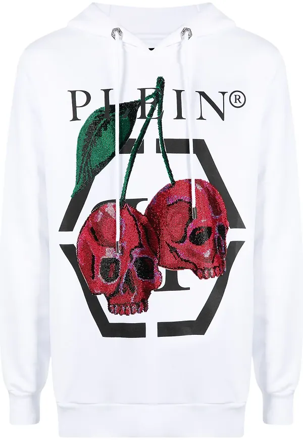 Philipp Plein hoodie med tryck - Vit