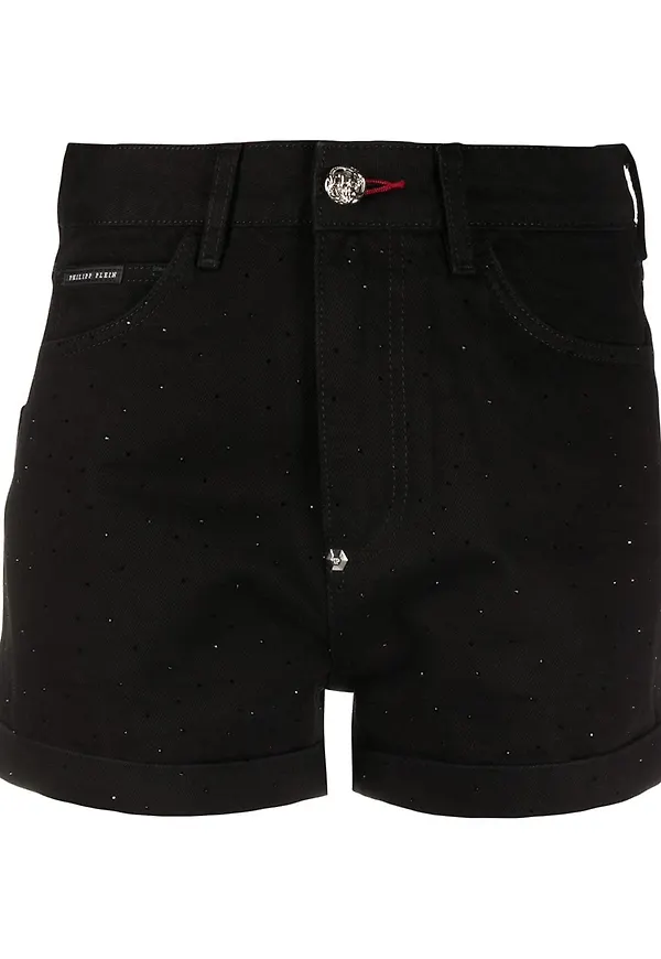 Philipp Plein hotpants med strass - Svart