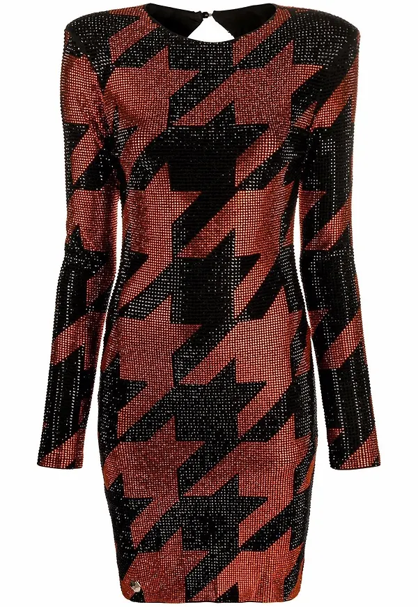 Philipp Plein hundtandsmönstrad miniklänning - Orange
