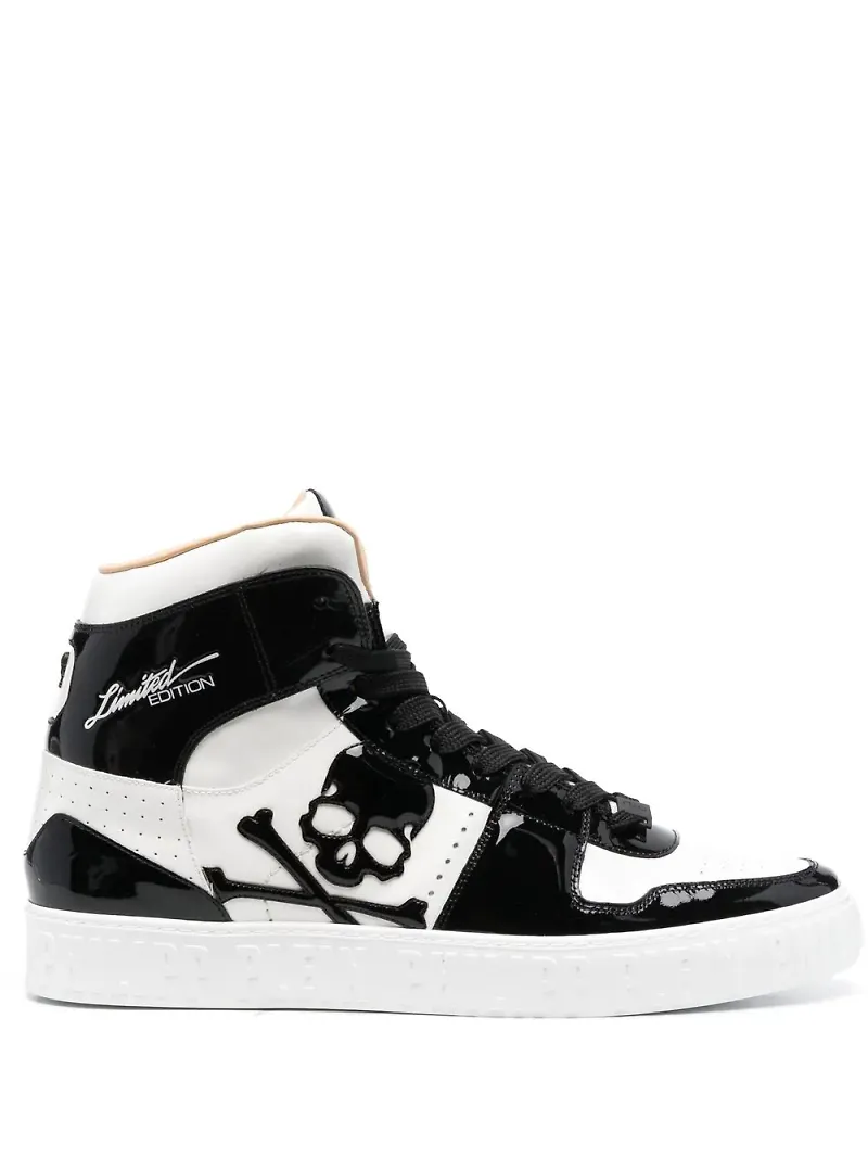Philipp Plein höga sneakers med dödskalle - Vit