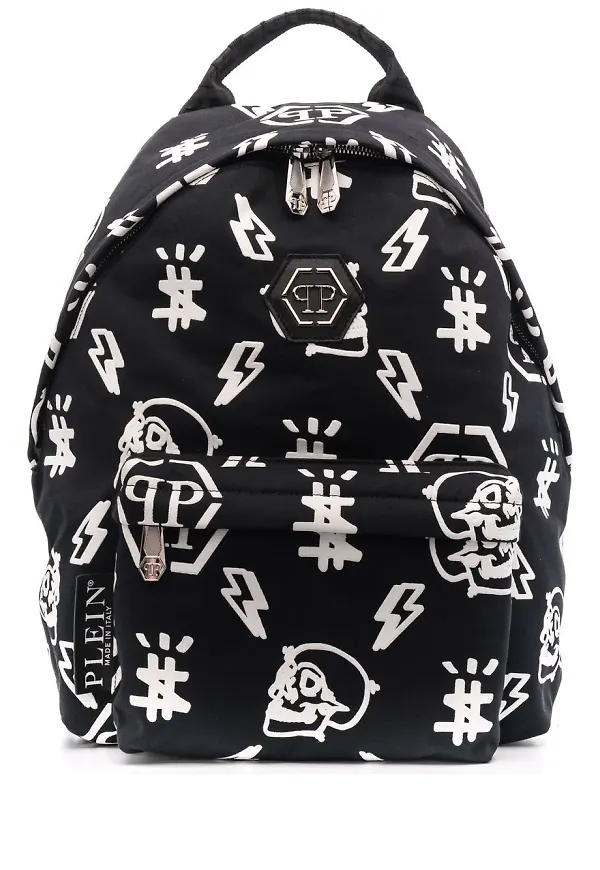 Philipp Plein Icon Plein ryggsäck med präglad logotyp - Svart