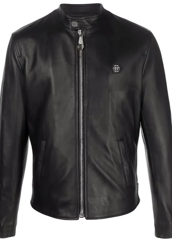 Philipp Plein Iconic Plein bikerjacka - Svart