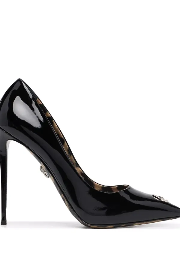 Philipp Plein Iconic Plein Decollete pumps i lackat läder - Svart