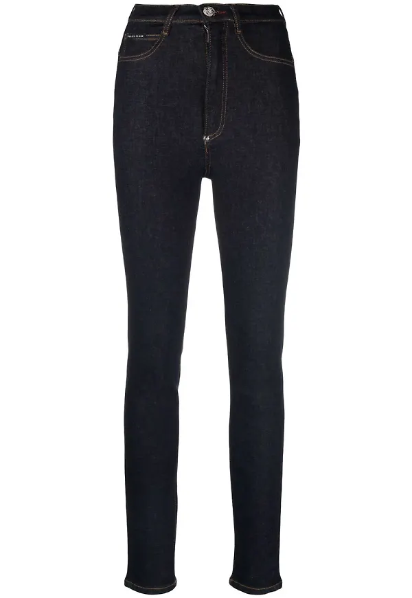 Philipp Plein Iconic skinny-jeans med hög midja - Blå
