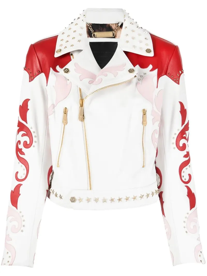 Philipp Plein intarsiastickad skinnjacka - Vit
