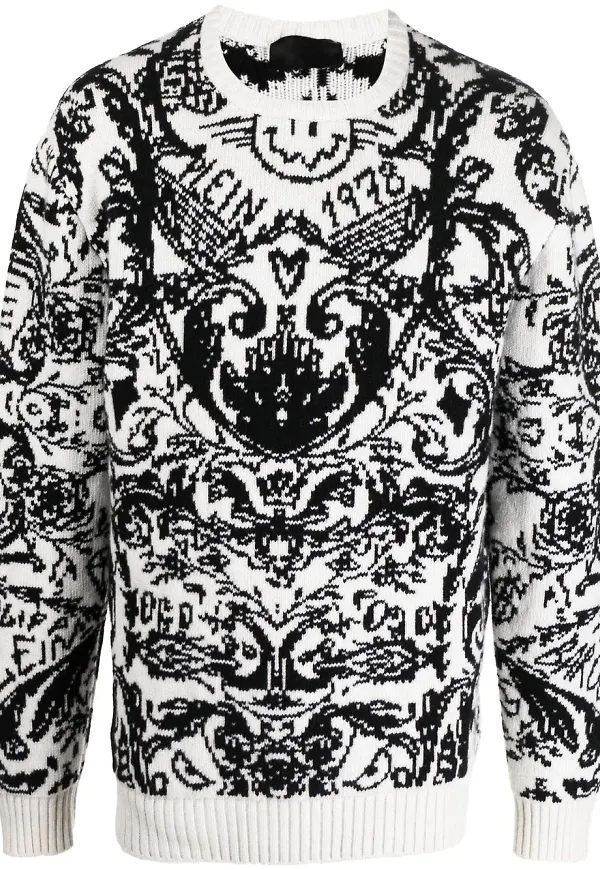 Philipp Plein intarsiastickad tröja - Vit