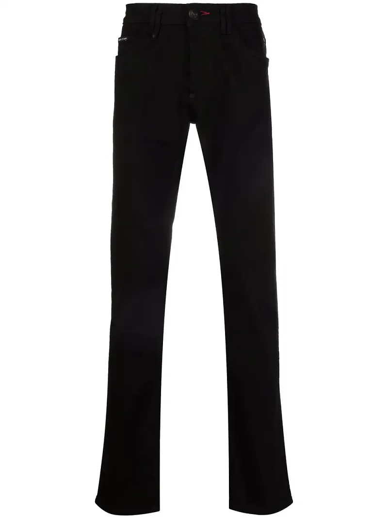 Philipp Plein Iocn Plein straight-jeans med grafiskt tryck - Svart