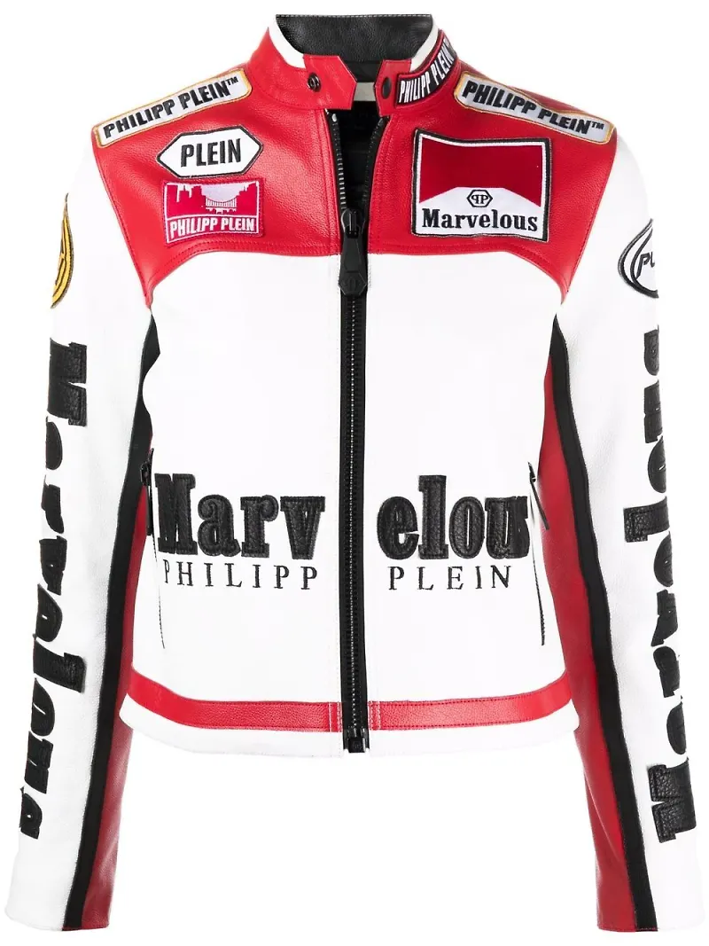 Philipp Plein jacka med färgblock och logotyp - Vit