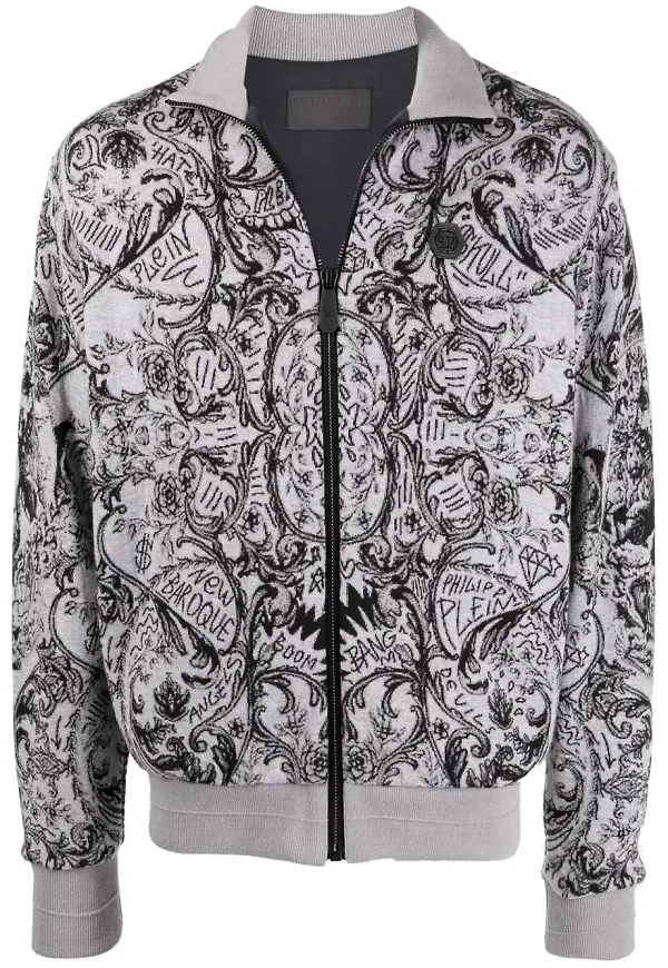Philipp Plein jacquardstickad bomberjacka - Grå