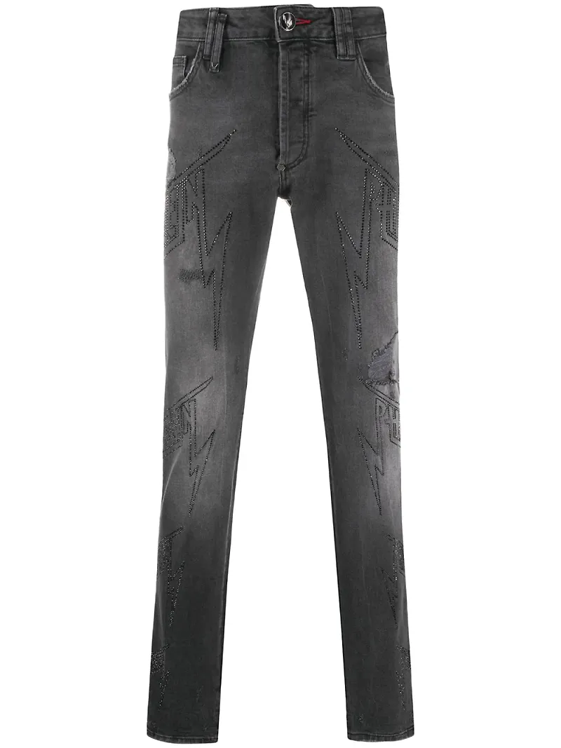 Philipp Plein jeans med logotyper - Grå